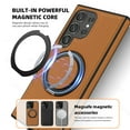 thumbnail image 6 of for Samsung Galaxy S24 Ultra Case, Slim Fit Premium PU Leather [Compatible with MagSafe] [360° Rotatable Ring Kickstand] Shockproof Protective Cover for Galaxy S24 Ultra Phone Case Magnetic, Brown, 6 of 6