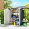 thumbnail image 2 of Outsunny 4.4' x 3' Outdoor Storage Shed w/ Lockable Wide Doors, Dark Grey, 2 of 10