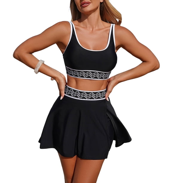 Traje de baño separado tankini - Traje de baño de dos piezas con banda elástica de color sólido para mujer Trajes de baño tankini para mujer Traje de baño de 2 piezas para mujer Trajes de baño para mu