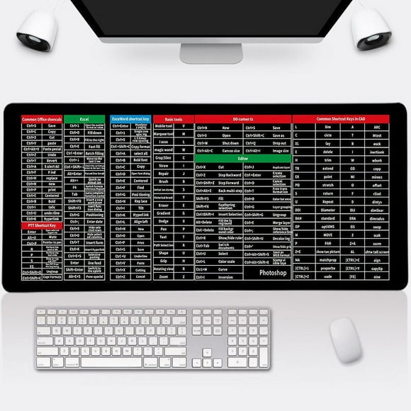 Excel/Word Shortcut Mouse Pad - Excel Shortcut Mouse Pads For Computer Desk, Super Large -Slip Keyboard Pad - With Office Software Shortcuts Pattern