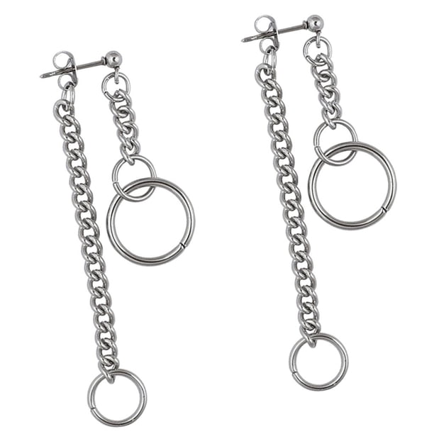 1 Par de Acero Inoxidable Borla de Cadena Cuelga Pendientes de Gota para Hombres Mujeres Sunnimix Pendiente de borla de acero inoxidable