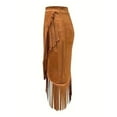 thumbnail image 3 of Skirt for Women High Waisted Fall Winter Tassel Short Mini Skirt Light Brown XL, 3 of 7