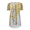 thumbnail image 3 of ICHUANYI Clearance Women's Summer Printed Round-Neck Loose Short Pullover Sleeve Tops Blouse(Gold, XL) ICHUANYI WER2023080915725, 3 of 4