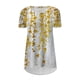 thumbnail image 3 of ICHUANYI Clearance Women's Summer Printed Round-Neck Loose Short Pullover Sleeve Tops Blouse(Gold, M) ICHUANYI WER2023080915723, 3 of 4