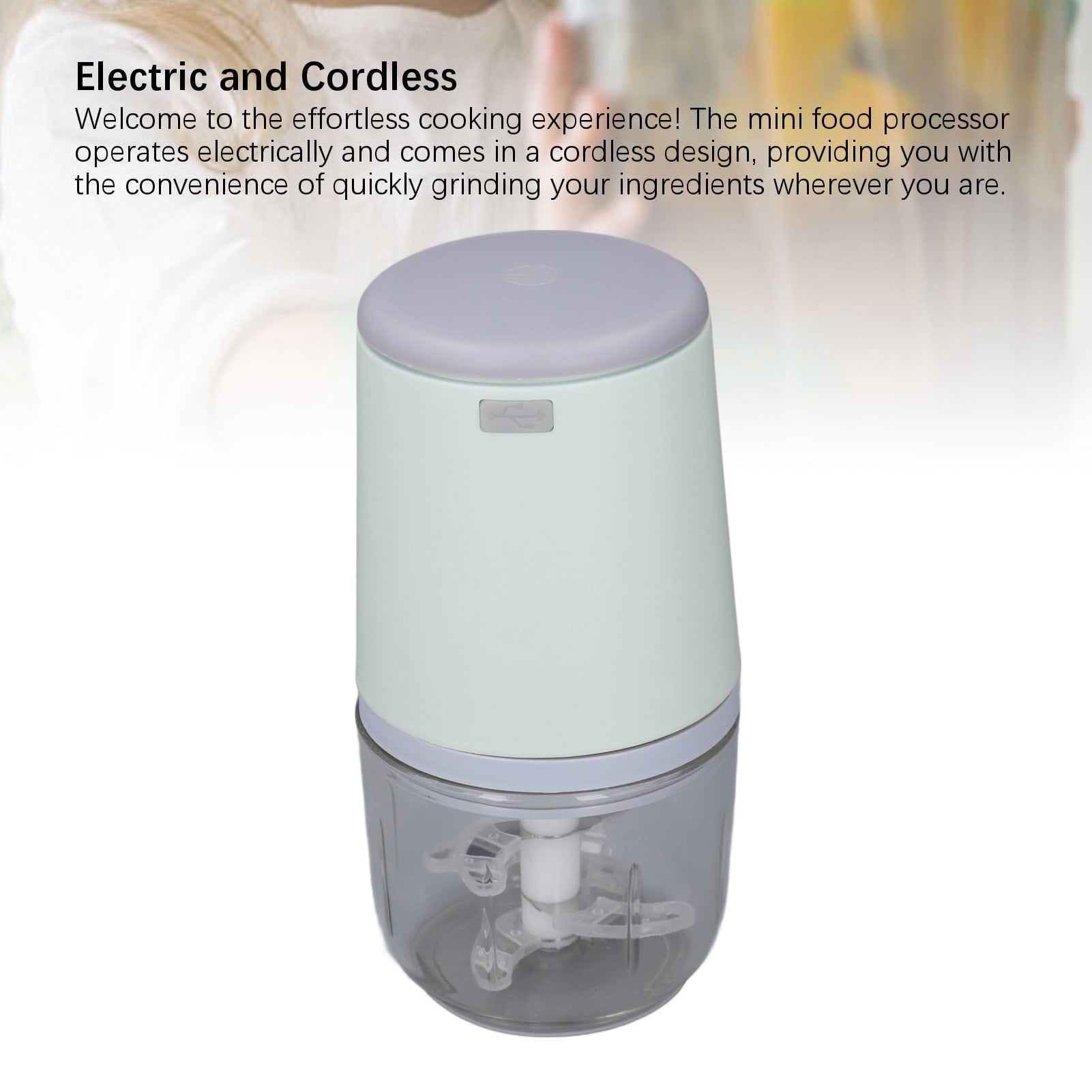 Suodoka 300ML Mini Baby Food Maker Small Electric Processor, Cordless Meat Grinder with 1500mAh Battery, Chopper for Vegetables Fruits Garlic, Green