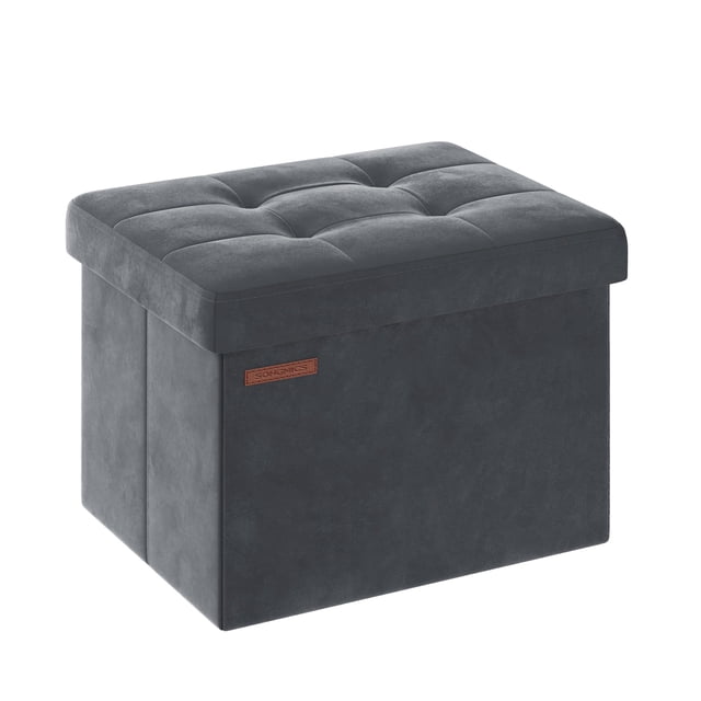 Reposapiés plegable Storage Ottoman SONGMICS, 31 x 41 x 31 cm, color gris