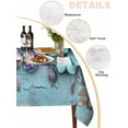 thumbnail image 3 of Spring Purple Flowers Tablecloth Rectangle Table Cloth 60x84, Waterproof Tablecloth Outdoor Table Cloth, Floral Mottled Teal Wall Retro Washable Table Cover for Kitchen Dinning Party, 3 of 8