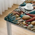 thumbnail image 4 of nygtbtfer Round Fitted Tablecloth Elastic Edged Table Cover,Summer Marine Shell Wipeable Table Cloths for Kitchen Dining Party Tables, Pearl Blue White, 4 of 7