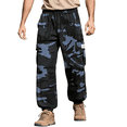 thumbnail image 2 of Men's Camo Cargo Jogger Pants Elastic Waist Drawstring Casual Loose Trousers with Multi Pockets Gray L, 2 of 7