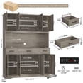 thumbnail image 6 of Homfa Kitchen Pantry with Hutch and Drawers, 71" Tall Storage Cabinet with 55" Wide Countertop and Built-In Power Outlet, Farmhouse Coffee Bar for Dining Room, Gray, 6 of 8