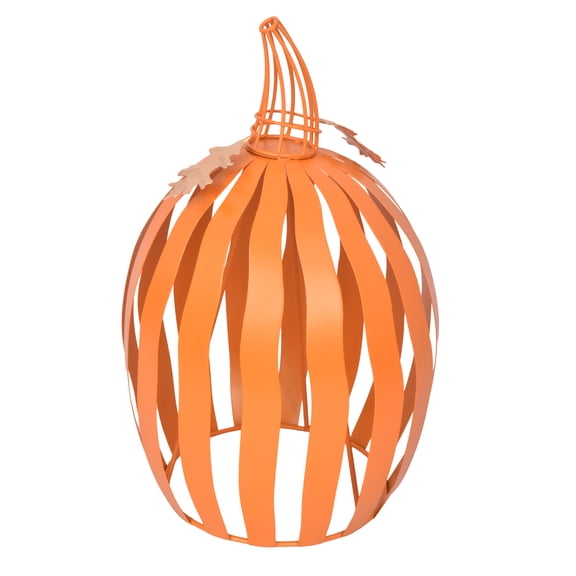 Harvest Orange Metal Pumpkin Decoration, 14.5", by Way To Celebrate
