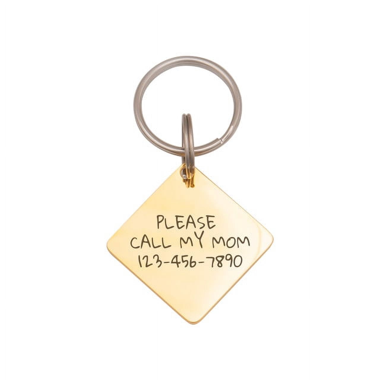 Anavia Stainless Steel Double Sided Diamond Name & Icon Engraved Dog & Cat ID Tag, Gold, L