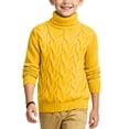 thumbnail image 4 of Atogsazn Toddler Baby Boys Knit Cotton Sweater Kids Turtleneck Thick Warm Long Sleeve Pullover Tops Yellow 2-3 Years Fashion, 4 of 6
