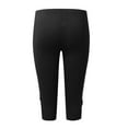 thumbnail image 6 of LEKDFST Womens Capri Pants Casual Summer Solid High Waisted Knee Length Stretchy Lace Leggings Womens Lightweight Pants Black L, 6 of 6
