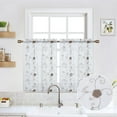 thumbnail image 3 of GymChoice Short Sheer Tier Curtains for Small Window,Floral Embroidered Pom Design Semi Sheer Bathroom Curtain, Rod Pocket Window Treatment for Living Room Bedroom, 3 of 9