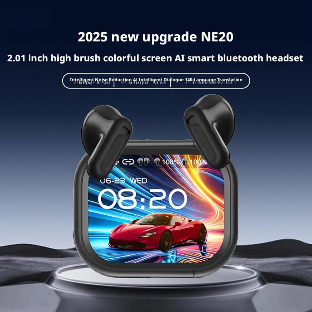 Bluetooth 6.0 In-Ear Earbuds, AI Translator, Noise-Cancelling, LED Touch Screen, 100+ Languages, IPX5 Waterproof