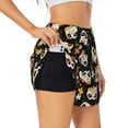 thumbnail image 2 of Bixox Women's Cat Skulls and Flowers pattern 2 in 1 Running Shorts - Lightweight Athletic Workout Gym Yoga Shorts Liner with Pockets - X-Large, 2 of 7