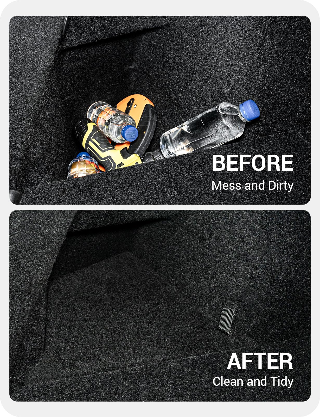 Tesla Model Y Trunk Storage Bins, (Proprietary Design) Trunk Organizer with Carpeted Lid, Rear Trunk Side Storage Box for 5-Seats Model Y Juniper Interior Accessories
