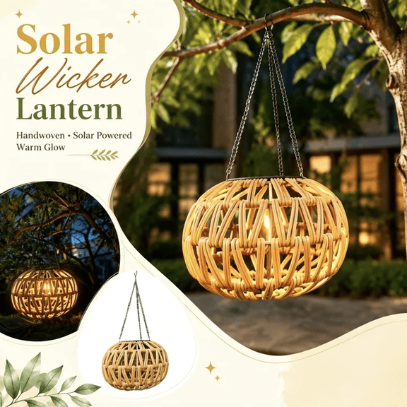 Izexuh Solar Lantern Outdoor Hanging Light Hand-Woven Rattan Water Repellent Solar Powered Auto On Off for Garden Patio Camping Yard Decor 6"