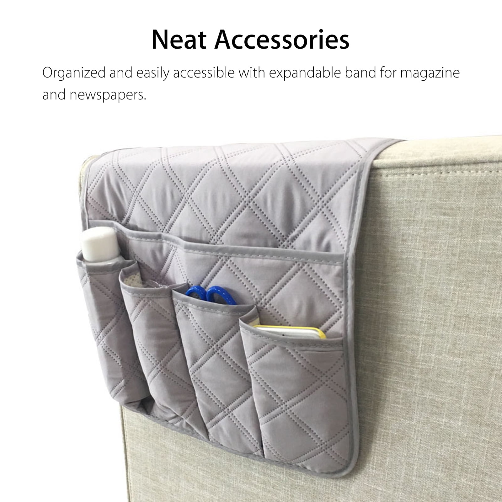 Tsv Teniux Christmas Remote Control Holder Non Slip Couch Sofa Chair Armrest Organizer 5 Pockets Armchair Caddy For Smart Phone Book Magazines Tv