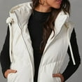 thumbnail image 6 of Brondbend Women's Jackets Women’s Winter Coat Hooded Sleeveless Pocket Zipper Outerwear Solid Color Thick Loose Fit Coats Lady School Tops White, 6 of 6