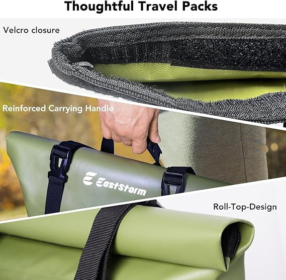 23L Waterproof Dry Bag Backpack for Kayaking & Travel, Heavy Duty PVC Roll Top Sack with Laptop Sleeve, IPX8 Phone Case Included