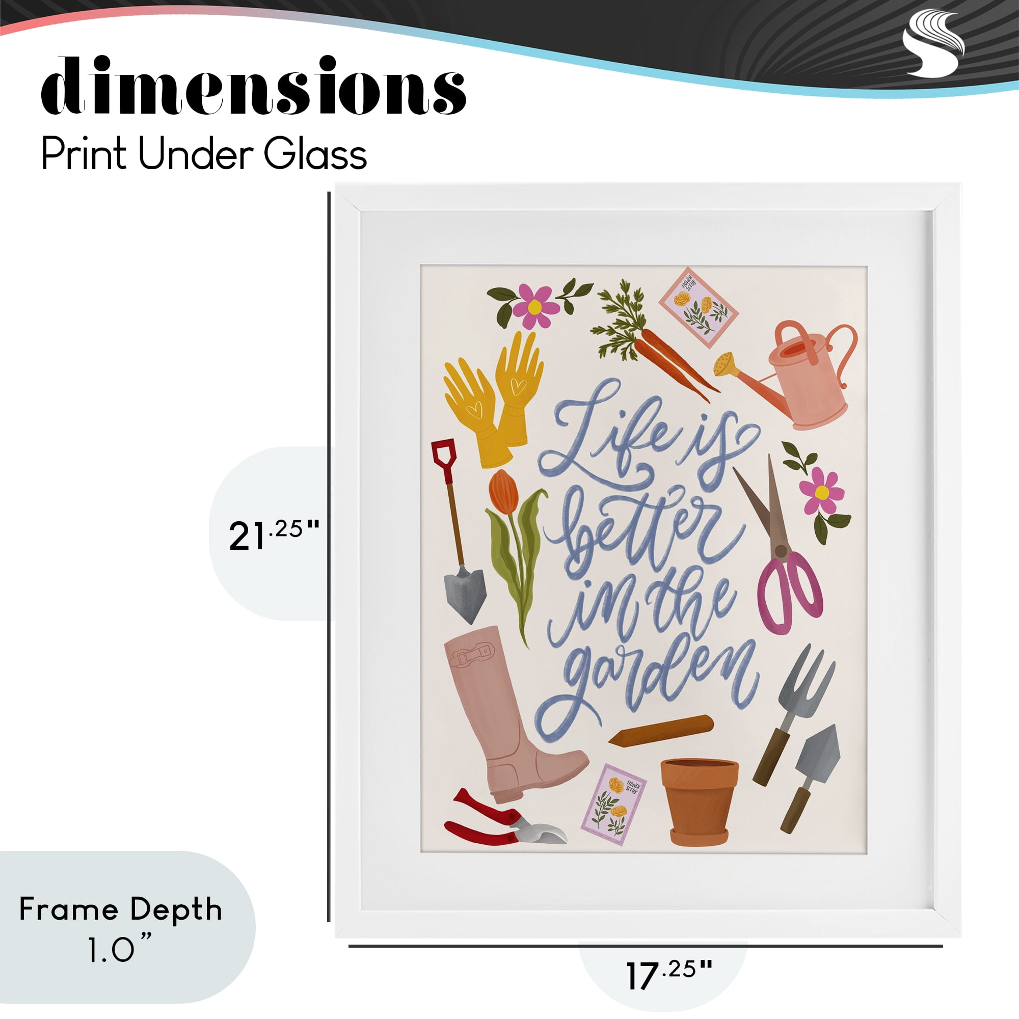 Stupell Industries Life In The Garden White Framed Print Under Glass, design by Isabela Schielke