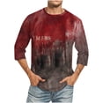 thumbnail image 1 of Camisas de Manga Larga para Hombres Imprimir Blusa de Manga Corta de Cuello Redondo, Camisas de Lino para Hombres, 1 of 4