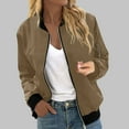 thumbnail image 4 of jtjvou Lightweight Waterproof Windproof Jacket Coat for Women - Solid Color Pocket Design Zipper Closure Ideal for Daily Outdoor Activities Khaki XXL, 4 of 7