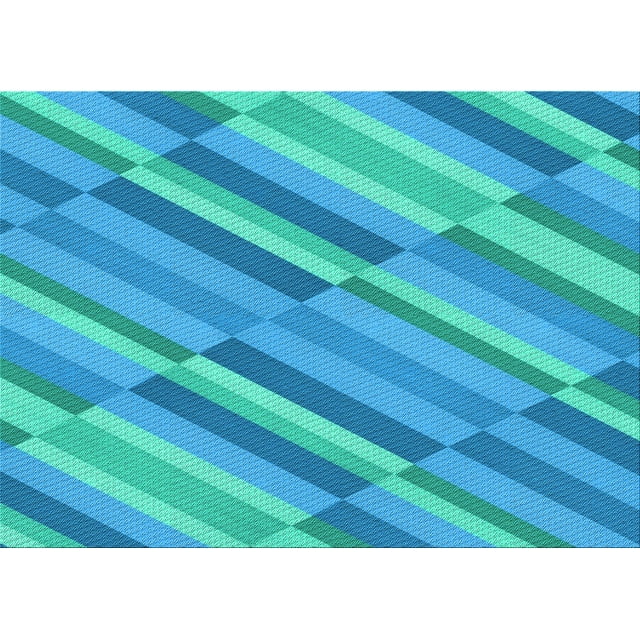 Ahgly Company Machine Washable Indoor Rectangle Transitional Bright Turquoise Blue Area Rugs, 8' x 12'