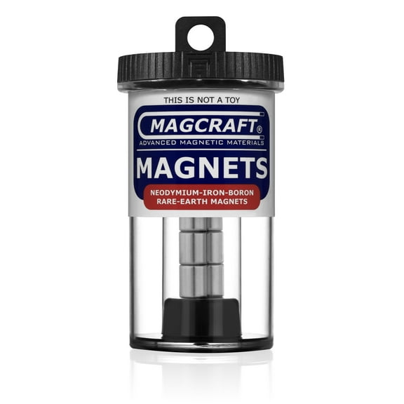 MAGCRAFT® NSN0567 - Rare Earth Rod Magnets, 0.375 in. Diameter x 0.375 in. Long, 8-Count