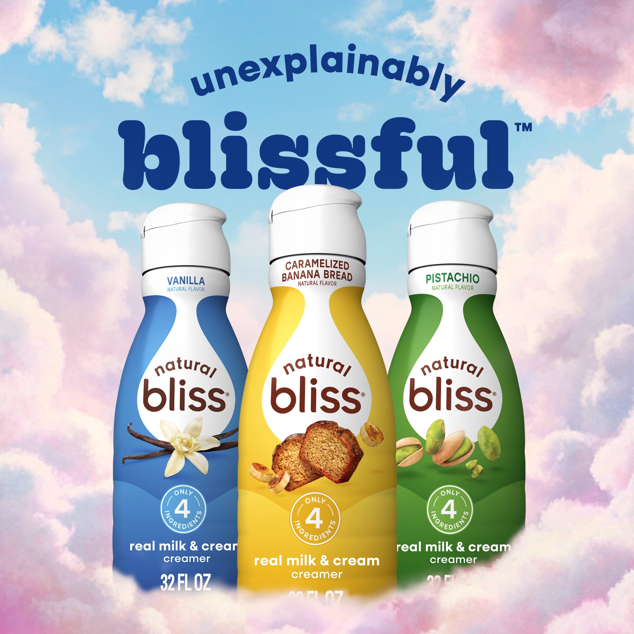 natural bliss Caramelized Banana Bread Flavored Creamer, Gluten Free Creamer for Hot & Iced Coffee 32 fl oz