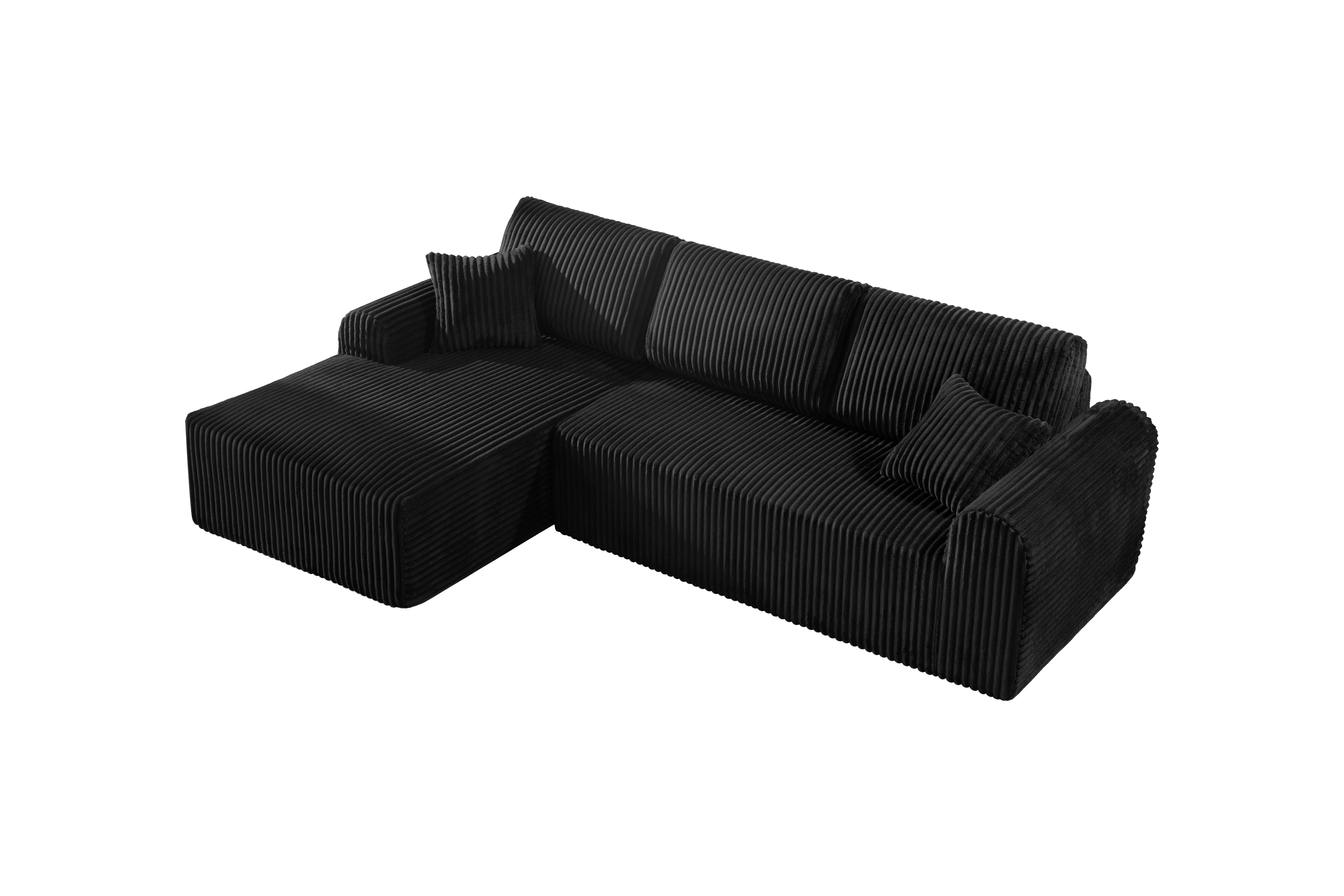 Shikeyi 109" Cloud Modular Sectional Sofa Couch with L-Shape Chaise,Modern Minimalist Upholstered Boneless Couches for Living Room Bedroom, Black