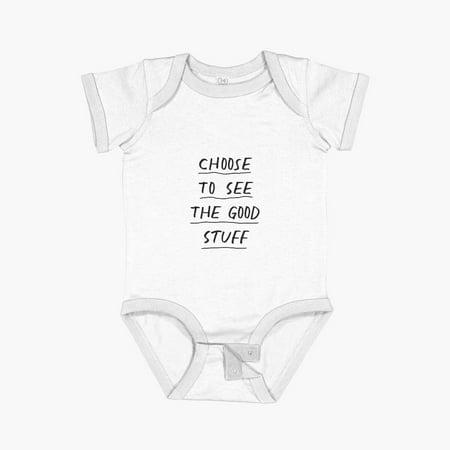 MOM & BABY Choose to See the Good Stuff in black and white Short Sleeve Baby One-Piece