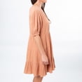 thumbnail image 3 of Elsie & Zoey Arissa Small Tuscan Clay Short Sleeve Crew Neck Tiered Panel Dress for Women, 3 of 5