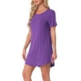 thumbnail image 4 of INSPIRE CHIC Women's Sleepshirt T-shirt Dress Colorful Striped Short Sleeve Nightshirt Nightgown S Purple, 4 of 6