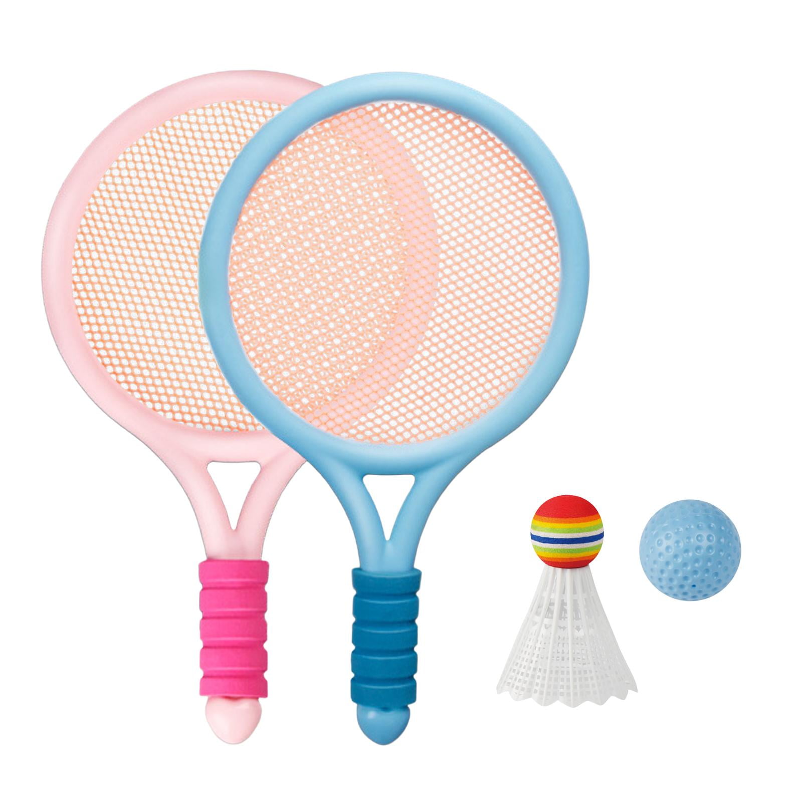 Badminton Tennis Racket with Tennis Ball And Badminton Shuttlecock for Training Beginner Players , Blue Pink