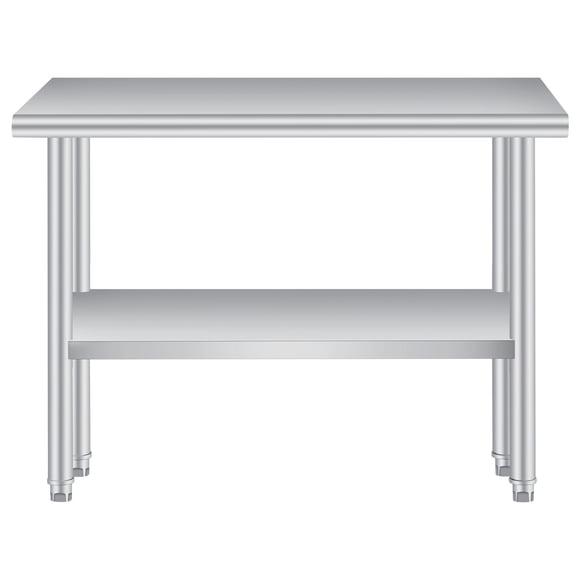 Table de Préparation Mobile Commerciale 24x60 Pouces, Poste de Travail en Acier Inoxydable Résistant à la Rouille avec Tablette Inférieure Réglable pour BBQ, Restaurant, Traiteur et Fabrication d'Aliments en Plein Air