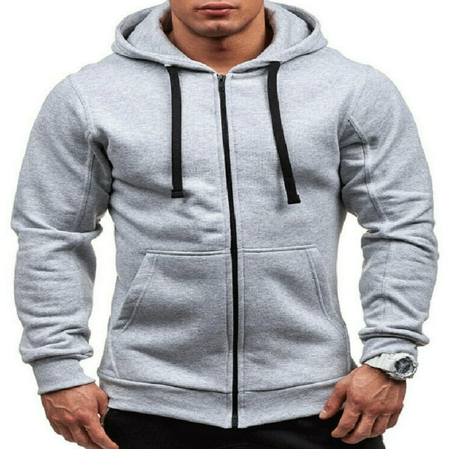 Men Fall Winter Hoodies Long Sleeve Tracksuit Zip Slim Hooded Coat Male Jacket Plus Size