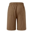 thumbnail image 6 of Men's Soild Color Cotton Linen Casual Shorts, Elastic Waist Classic Summer Beach Shorts for Men, Soft Breathable Relaxed Fit Lounge Shorts with Pockets Brown L, 6 of 6