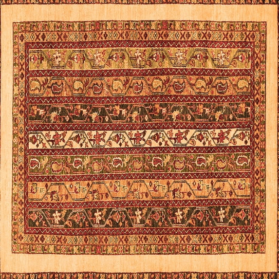 Ahgly Company Indoor Square Abstract Orange Modern Area Rugs, 7' Square