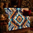 thumbnail image 3 of Desert Diamond Armchair Scene, Bold Rustic Geometric Folk Art Style for Boho Pattern Lovers, Orange Turquoise Motif and Housewarming Gift, Warm Flannel Blanket for Living Room Bedroom, Home Decor, 3 of 9