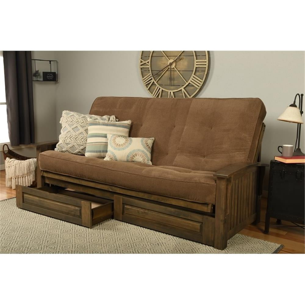 Kodiak Furniture Washington Queen-size Wood Storage Futon-Mocha Brown Mattress