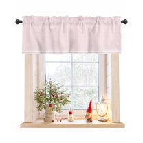 Pink White Striped Curtain Valance for Windows/Living Room/Kitchen/Bathroom/Café, Short Rod Pocket Tier Curtain Window Panel Farmhouse Geometric Horizontal Lines Stripes Topper Curtain 60''x18''
