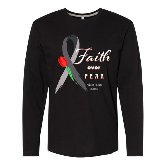 Inktastic Faith over Fear Parkinson's Awareness with Red Tulip Long Sleeve T-Shirt