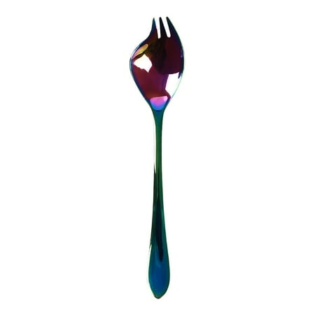 

Creative 2 In 1 Salad Forks Spoon 304 Stainless Steel Three Tooth Multifunction Dessert Fruit Forks Kitchen Tableware