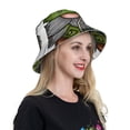 thumbnail image 4 of Yiaed Fishing Gnome Print Reflective Stripe Bucket Hat Unisex Funny Outdoor Fisherman Cap Beach Sun Hat, 4 of 5