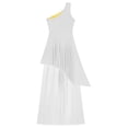 thumbnail image 4 of iiniim 2 PCS Worship Praise Dance Outfit for Women Color Block Irregular Hem Dress with Wide-Leg White M, 4 of 7