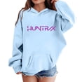 thumbnail image 1 of Moonsky Sudadera con capucha y cordón HUNTRX, estampado de grupo de chicas coreanas, jersey corto, suave y cómodo, top de manga larga para primavera y otoño. Azul claro 150, 1 of 5