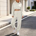thumbnail image 2 of Zpanxa Sets for Women Clothing Two Piece Solid Drawstring Crop Hoodie and Cuffed Jogger Pants, 2 of 9